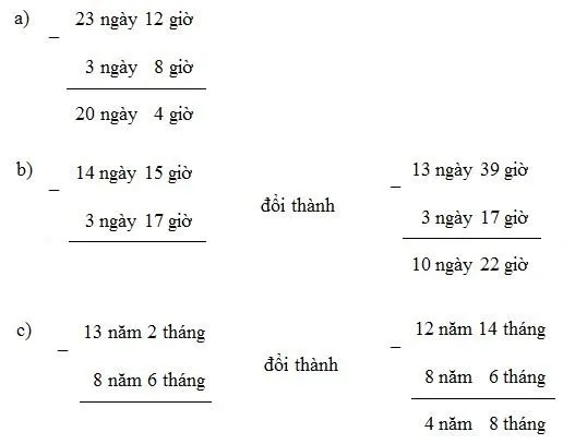 Toán lớp 5: Trừ số đo thời gian trang 132