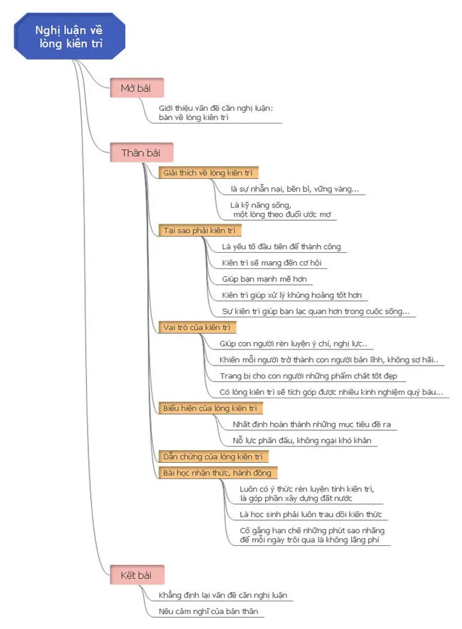 Văn mẫu lớp 9: Nghị luận xã hội về lòng kiên trì, nhẫn nại (Sơ đồ tư duy)